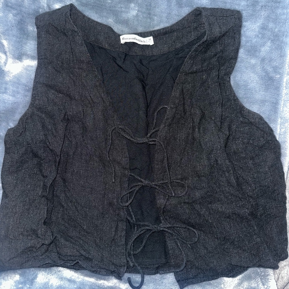 Abercrombie & Fitch Charcoal Lace-Up Tank Top